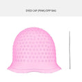 Reusable Silicone Hair Highlight Cap with Hook Needle Hair Highlighting Cap QXL pink