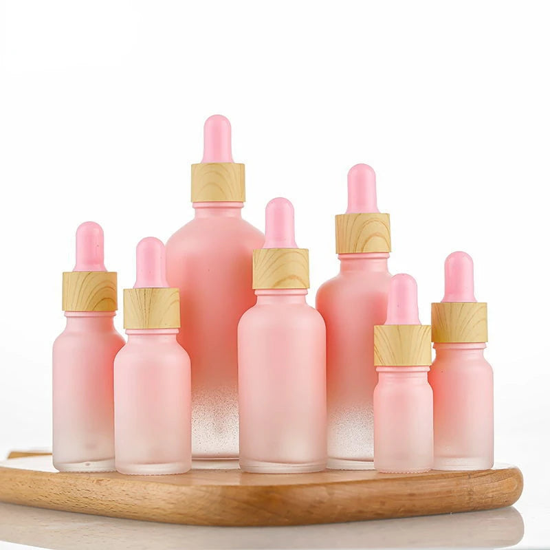 Pink Frosted Glass Dropper Bottles 5ml–100ml | Essential Oils Glass Dropper Bottle QXL