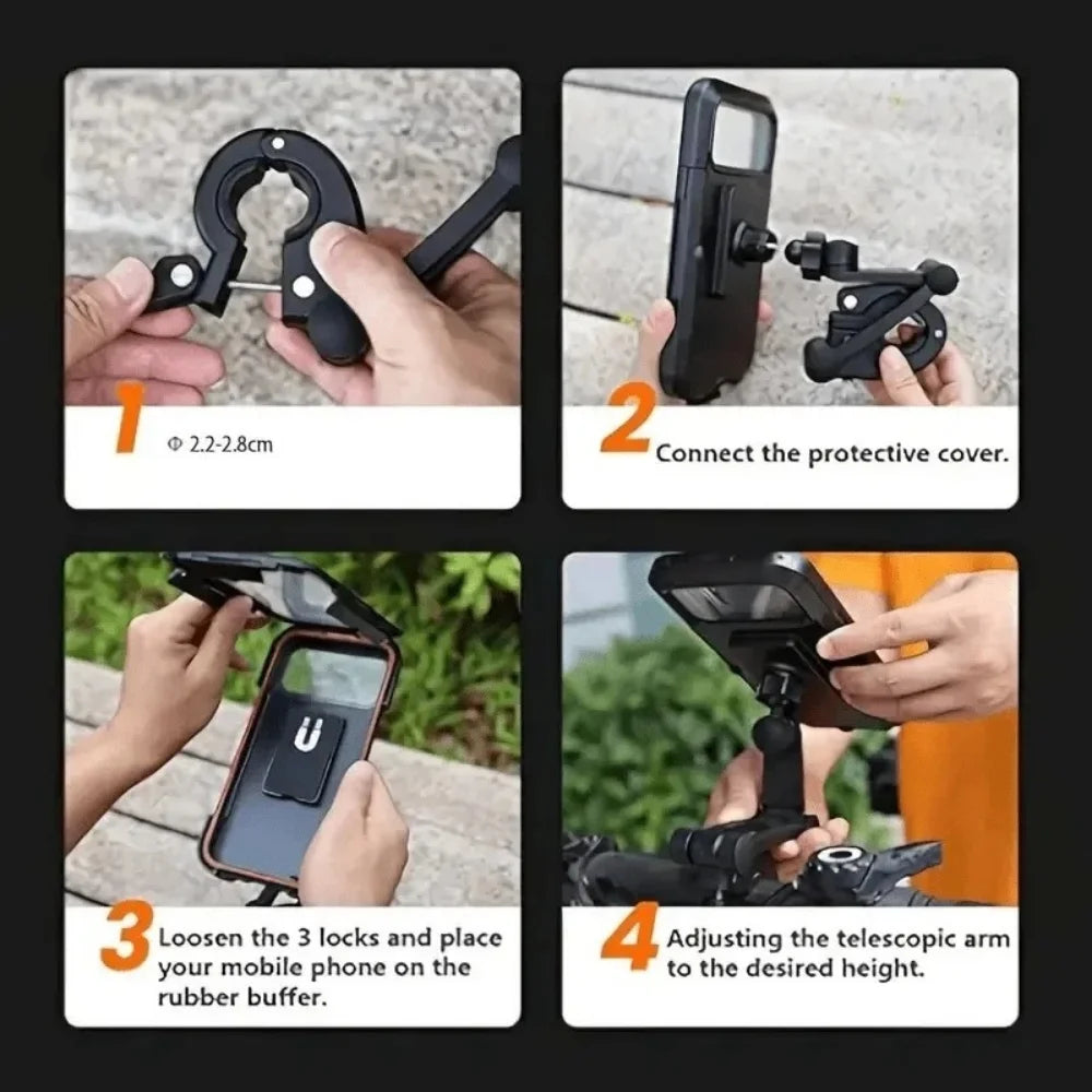 360° Waterproof Motorcycle Bike Phone Mount | Universal GPS Holder Motorcycle Phone Mount QXL