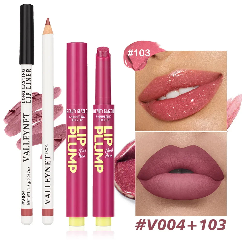 Beauty Glazed Matte Velvet Lip Liner & Lipstick Set – 2 Pcs Lip Liner & Lipstick Set QXL SET 2