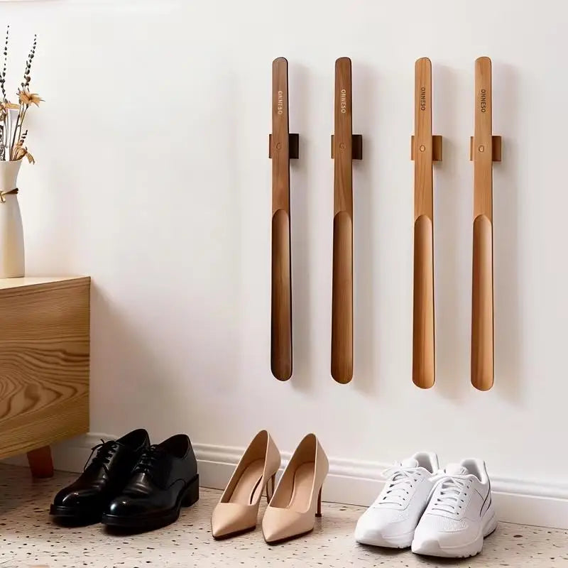 55cm Zelkova Wood Magnetic Shoe Horn | Long Handle Luxury Wooden Shoe Horn QXL