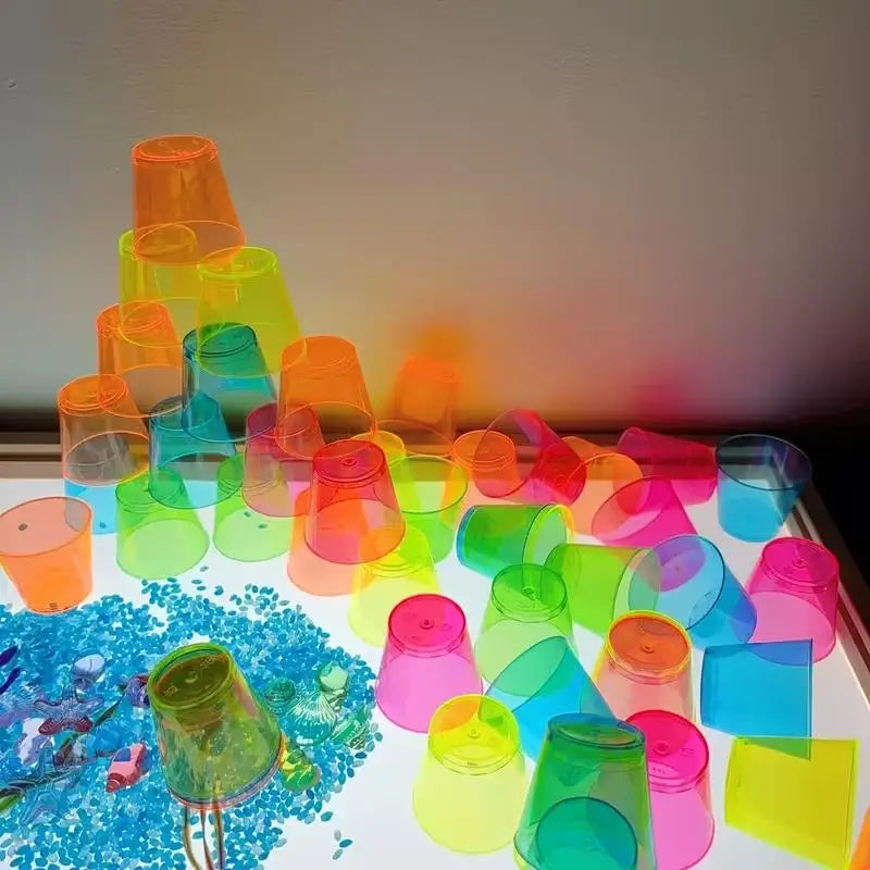 20-Pc Reggio Emilia Sensory Tiles | 20 Colors Light Table Play Sensory Learning Tiles QXL