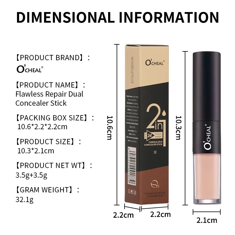 OCHEAL Double-End Waterproof Concealer Stick | Oil-Control Dual Concealer Stick QXL