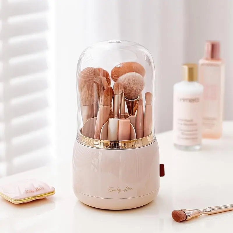 Rotating Dustproof Makeup Brush Holder & Organizer with Lid Makeup Brush Organizer QXL