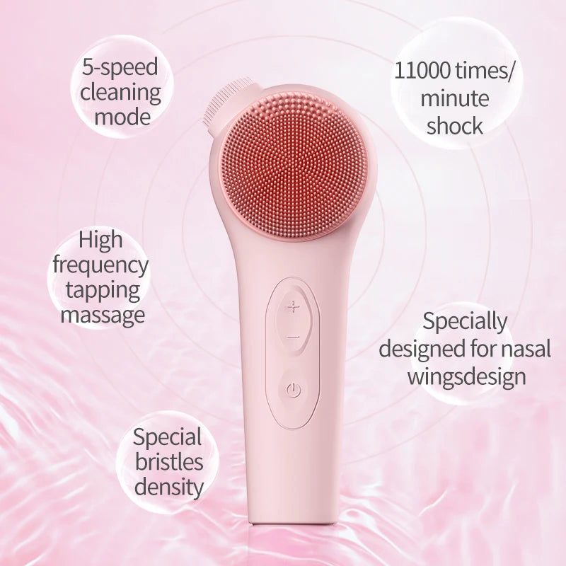MOZHOU Electric Silicone Face Brush | Hot Compress & Vibration Facial Cleansing Brush QXL