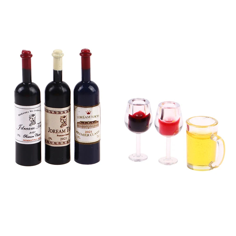 1:12 Dollhouse Miniature Drinkware Set – 15-Pc Wine & Beer Dollhouse Miniatures QXL