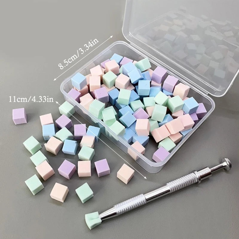 100-Pack Nail Art Sponge Grippers with Grab Clip | Macaron Nail Art Sponge Set QXL