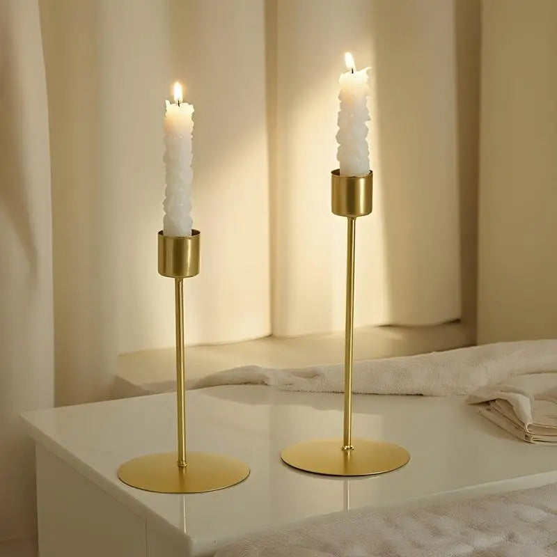 European Gold Metal Candlestick Holder | Wedding & Home Decor Candle Holder QXL