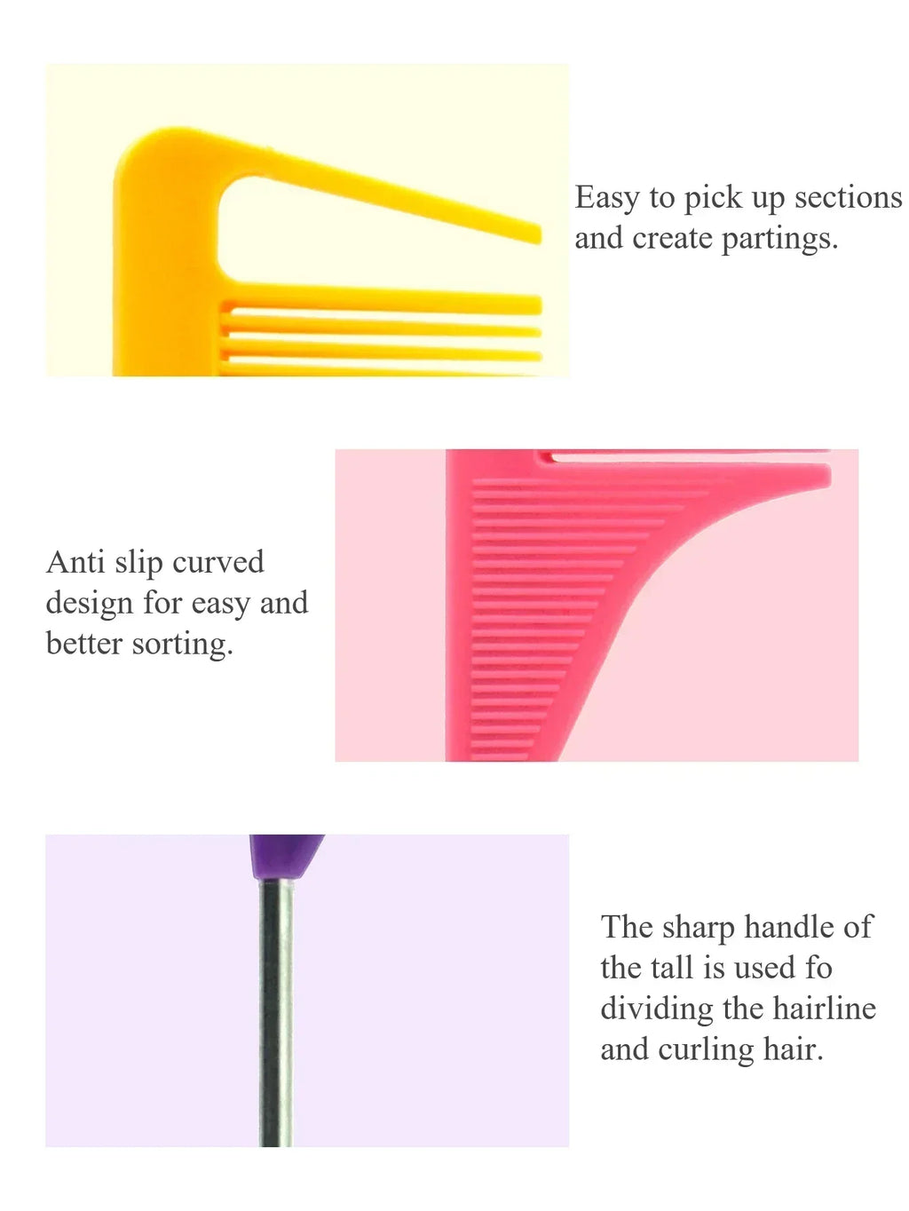 Anti-Static Rat Tail Comb | Steel Pin Pointed Salon Hair Comb Rat Tail Comb QXL