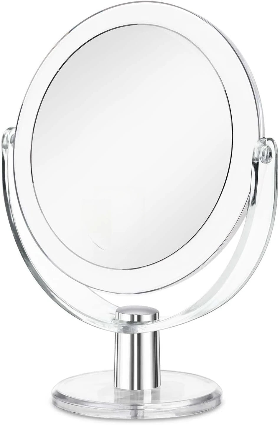 Double-Sided 1X/2X Magnifying Makeup Mirror | 360° Swivel Stand Magnifying Makeup Mirror QXL Transparent-7 inch
