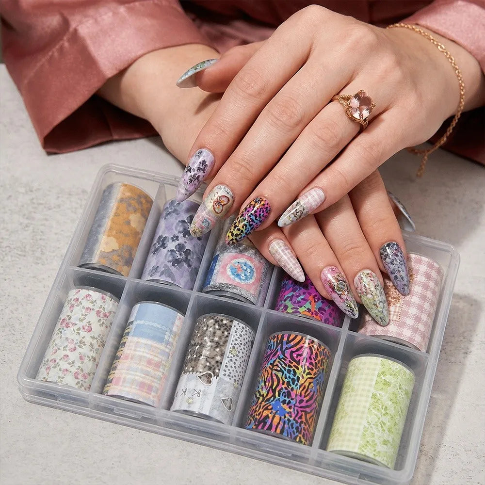 Nail Foil Stickers – Flower, Leopard & Stripe Decals Nail Foil Stickers QXL