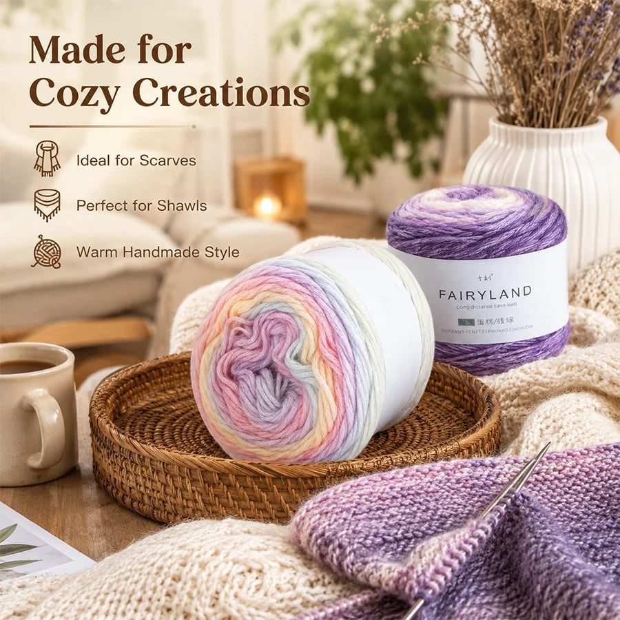 Soft Gradient Cake Yarn | Multicolor Crochet Knitting Yarn Gradient Cake Yarn QXL