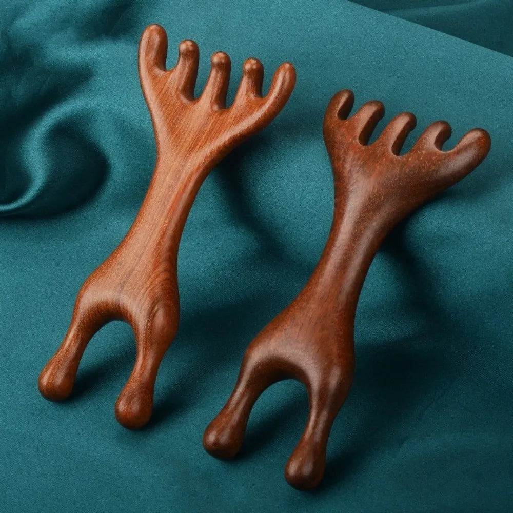 Deer Antler Wood Massage Comb | Anti-Static Wide Tooth Wood Massage Comb QXL