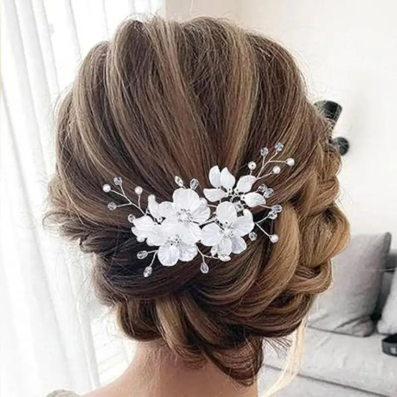 Crystal Pearl Flower Bridal Hairpin | Handmade Wedding Hair Bridal Hair Accessory QXL