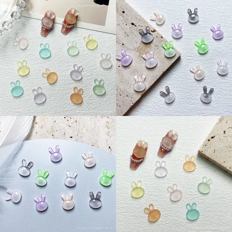 3D Kawaii Rabbit Resin Nail Charms | 10-Pack DIY Nail Art Nail Art Charms QXL