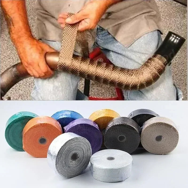 5M Fiberglass Exhaust Heat Wrap Tape | Motorcycle & Car Headers Exhaust Heat Wrap QXL
