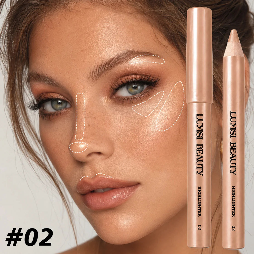 3-Shade Creamy Pearl Highlighter Pencil | Shimmer Glow Stick Highlighter Pencil QXL 02
