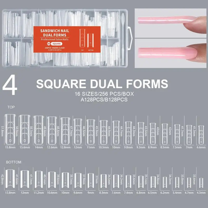 256-Pc Dual Sandwich Nail Extension Forms | 16 Sizes Reusable Nail Extension Forms QXL 4