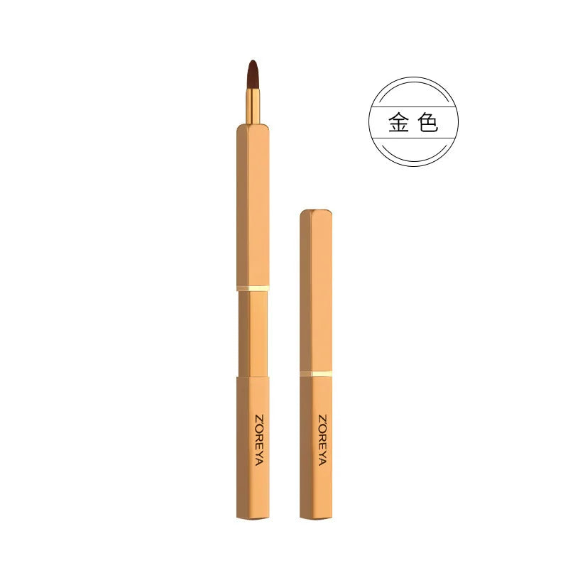 Zoreya Retractable Mini Lip & Concealer Brush | Portable Retractable Lip Brush QXL golden