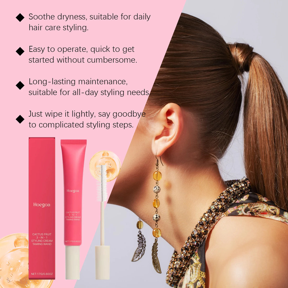 HOEGOA 3-in-1 Hair Styling Cream | Edge Control & Frizz Hair Styling Cream QXL