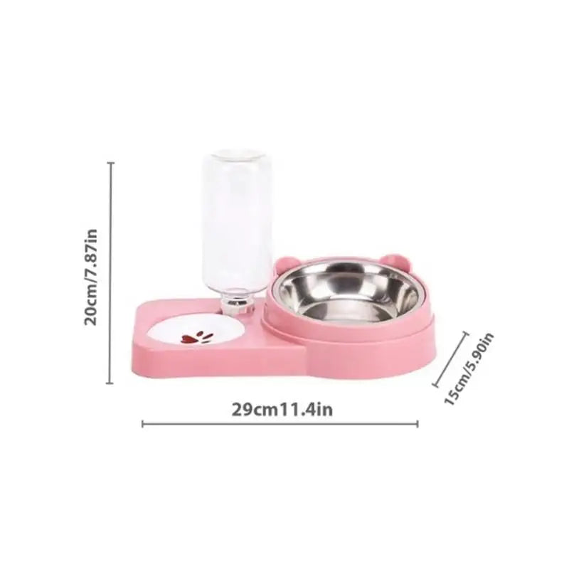 Double Bowl Anti-Spill Pet Feeder | Cat & Dog Food Dish Pet Double Bowl Feeder QXL