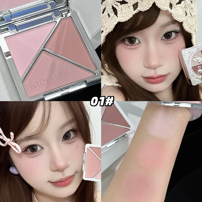 NICEKEY 3-in-1 Cream Blush Palette | Contour & Cheek Tint Cream Blush Palette QXL