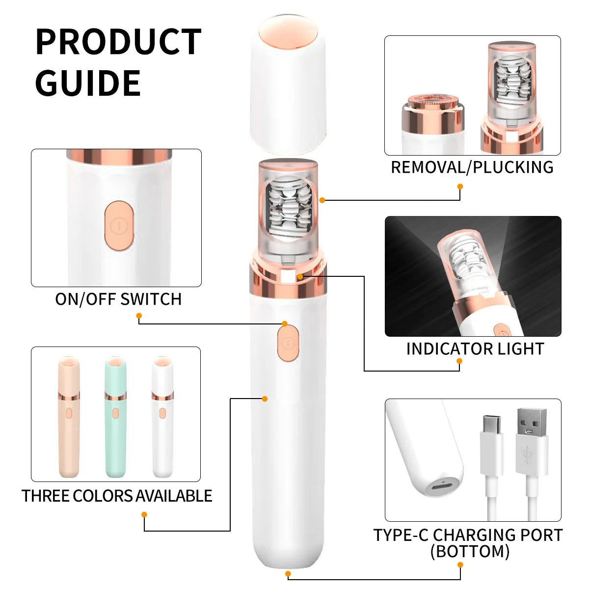 2-in-1 Facial Epilator & Trimmer | USB Rechargeable Hair Remover Facial Epilator QXL