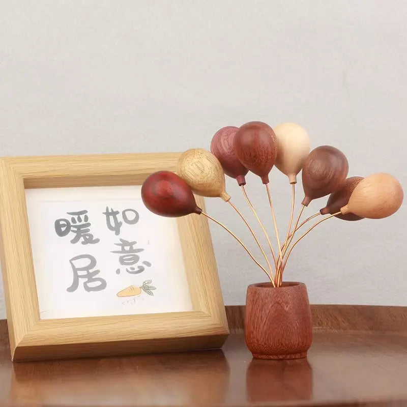 6-Inch Handmade Wood Balloon Vase | Multi-Wood Home Decor Decorative Wood Vase QXL