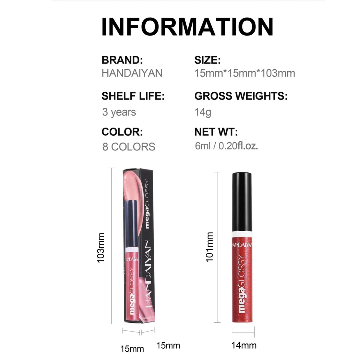 Handaiyan Mirror Shine Lip Gloss | Lip Glaze & Liquid Lipstick Lip Gloss QXL