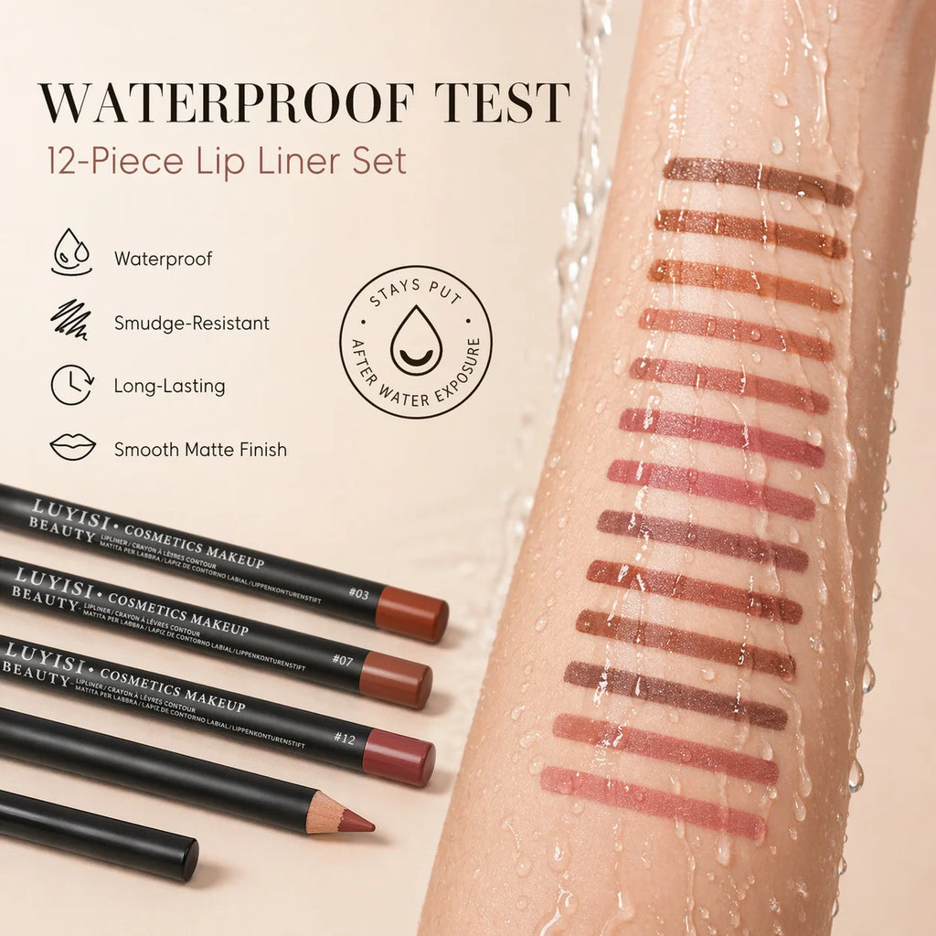 12-Piece Matte Lip Liner Set | Waterproof, Nude to Red Matte Lip Liner Set QXL
