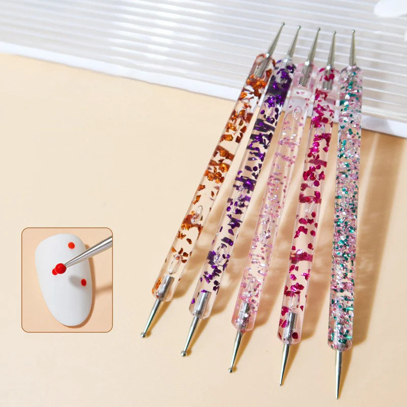 Crystal Beaded Nail Dotting Pens – 5-Piece Dual-End Set Nail Dotting Pen Set QXL