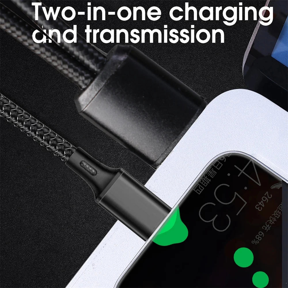 2-in-1 Y Splitter Fast Charging Cable USB-C & Micro USB 5A 1.2m USB Charging Cable QXL