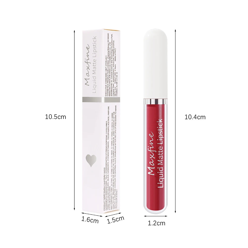 MAXFINE Matte Liquid Lipstick | Waterproof Long-Lasting Lip Gloss Matte Liquid Lipstick QXL
