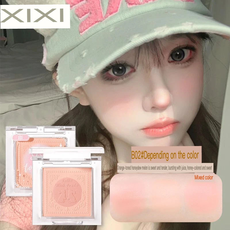 XIXI Two-Color Matte Blush Palette | Korean Nude Natural Finish Powder Blush Palette QXL