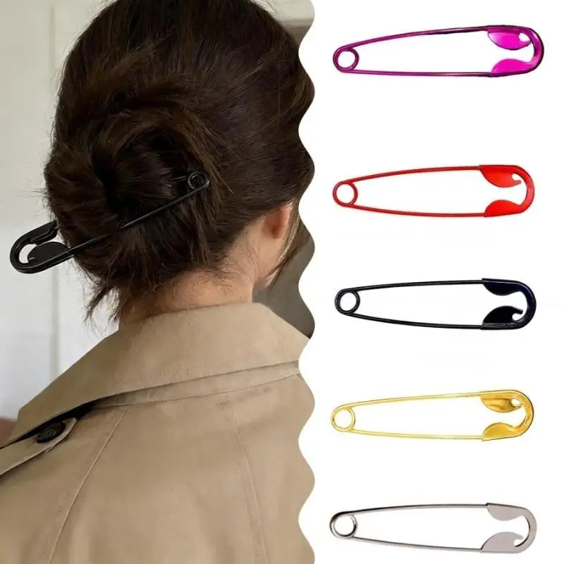 Safety Pin Hair Claw Clip | Large Metal Barrette for Thick Hair Hair Claw Clip QXL