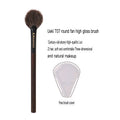 Fan-Shaped Sandalwood Highlighter Brush | Soft Animal Hair Highlighter Fan Brush QXL Sandalwood T07 Round