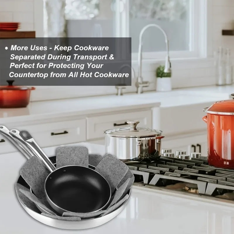 12-Pack Pot & Pan Protectors | 3 Sizes Stacking Divider Pads Cookware Protector Pads QXL