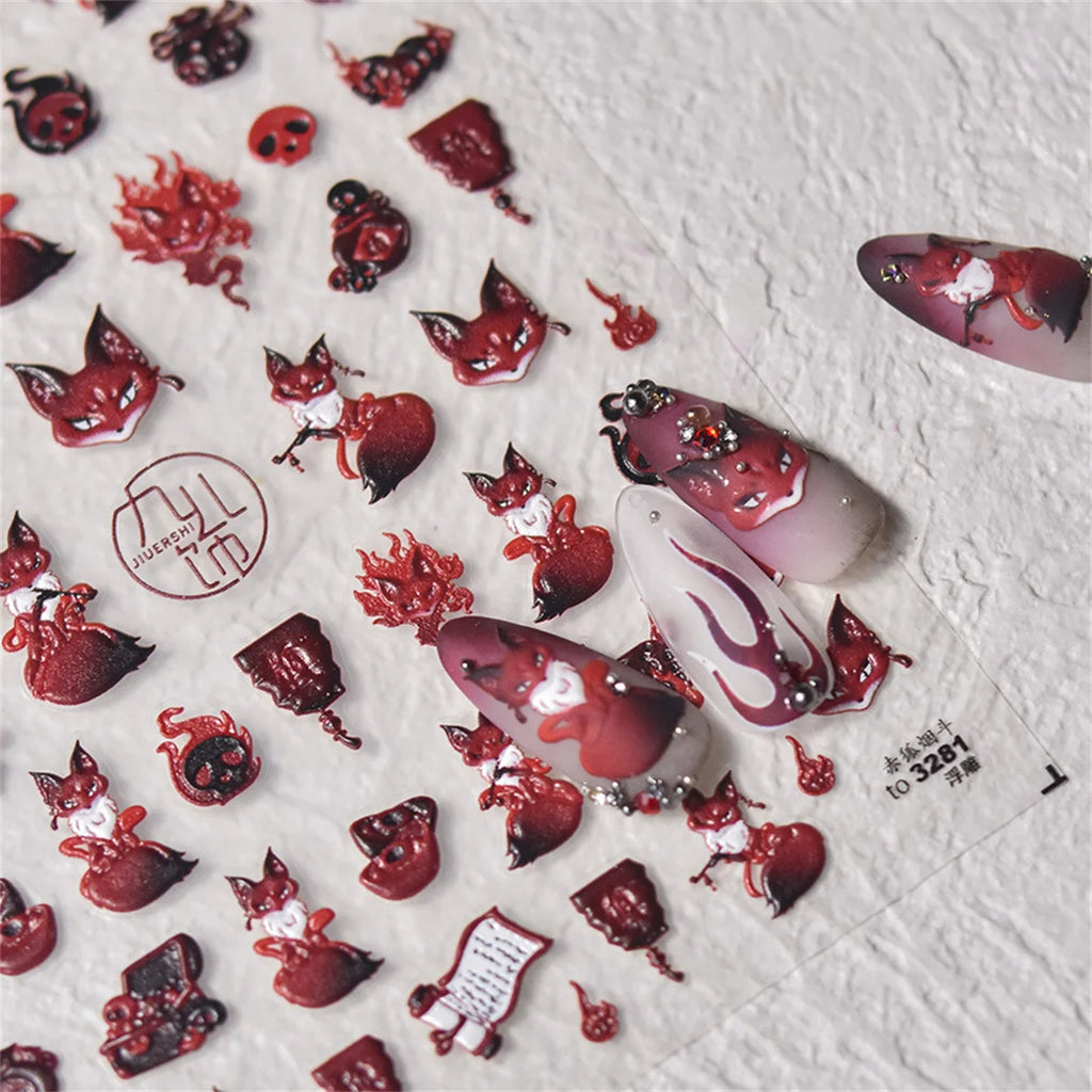 5D Kawaii Nail Stickers – Cute Rabbit & Dog Slider Decals Nail Art Stickers QXL