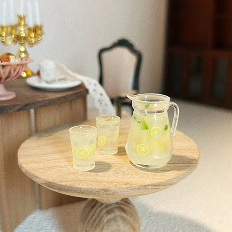 1:12 Dollhouse Miniature Lemon Juice Jug & Cup Set | Resin Dollhouse Miniature Set QXL