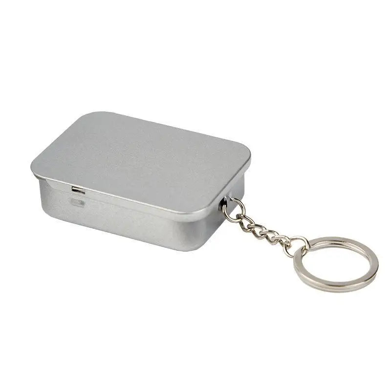 Slide Top Tin Box | Metal Storage Container with Keyring Slide Tin Storage Box QXL