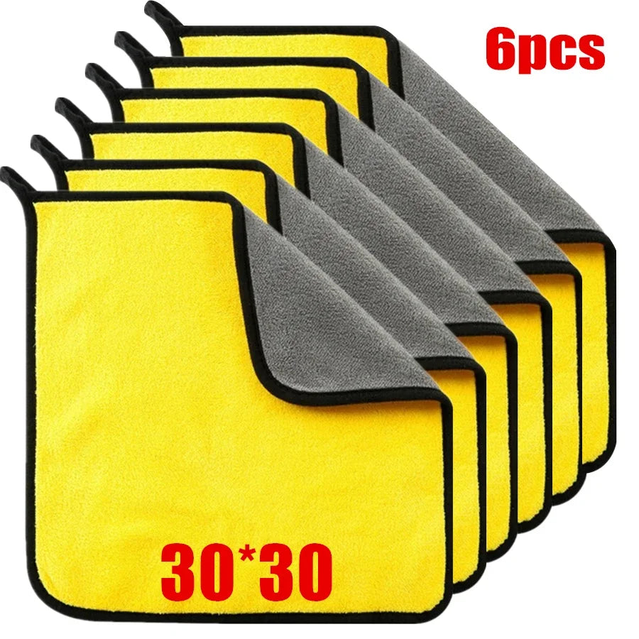 Microfiber Car Drying Towels 1/2/6-Pack | Double Layer Cloth Car Cleaning Towels QXL 30x30 6pc