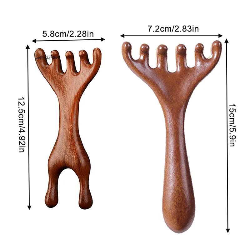 Sandalwood Deer Antler Wide Tooth Comb & Scalp Massager Scalp Massage Comb QXL