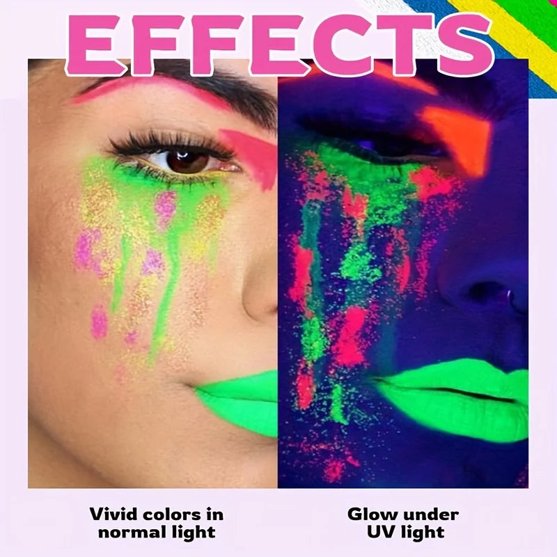 10-Color UV Neon Face & Body Paint Palette | Glow Kit Face & Body Paint QXL