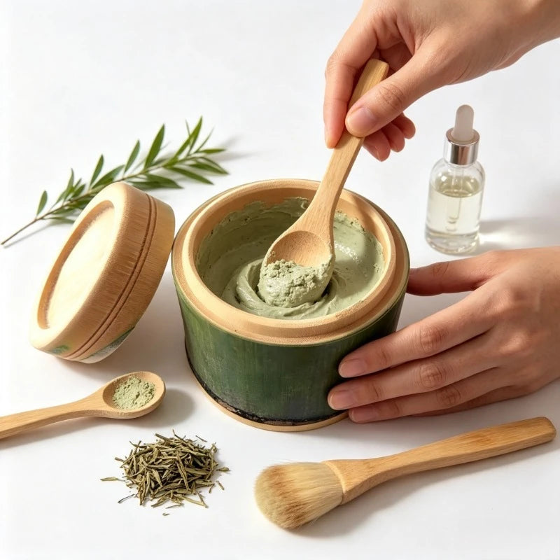 Bamboo Mask Mixing Bowl Set with Lid & Spoon | DIY Skincare Mask Mixing Bowl Set QXL Default Title