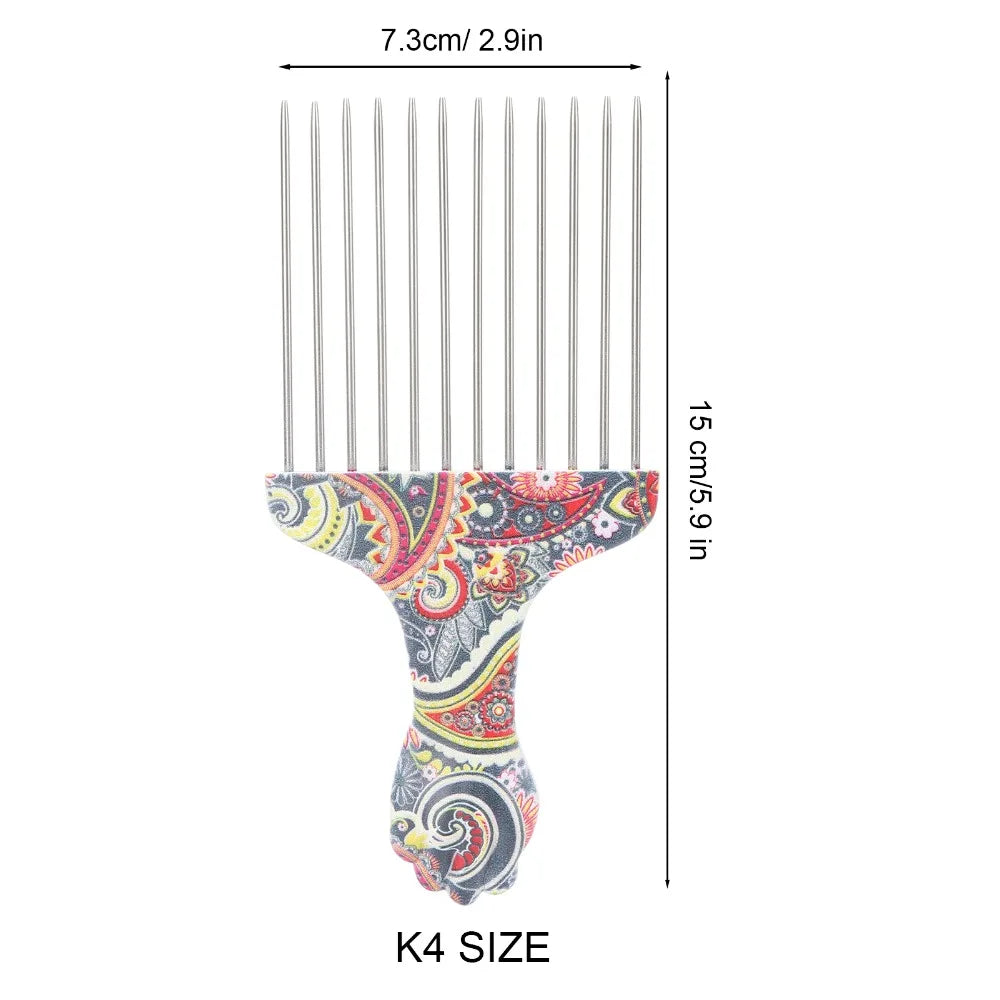 2-Pack Stainless Steel Afro Hair Pick Combs | Wide Tooth Hair Pick Comb QXL