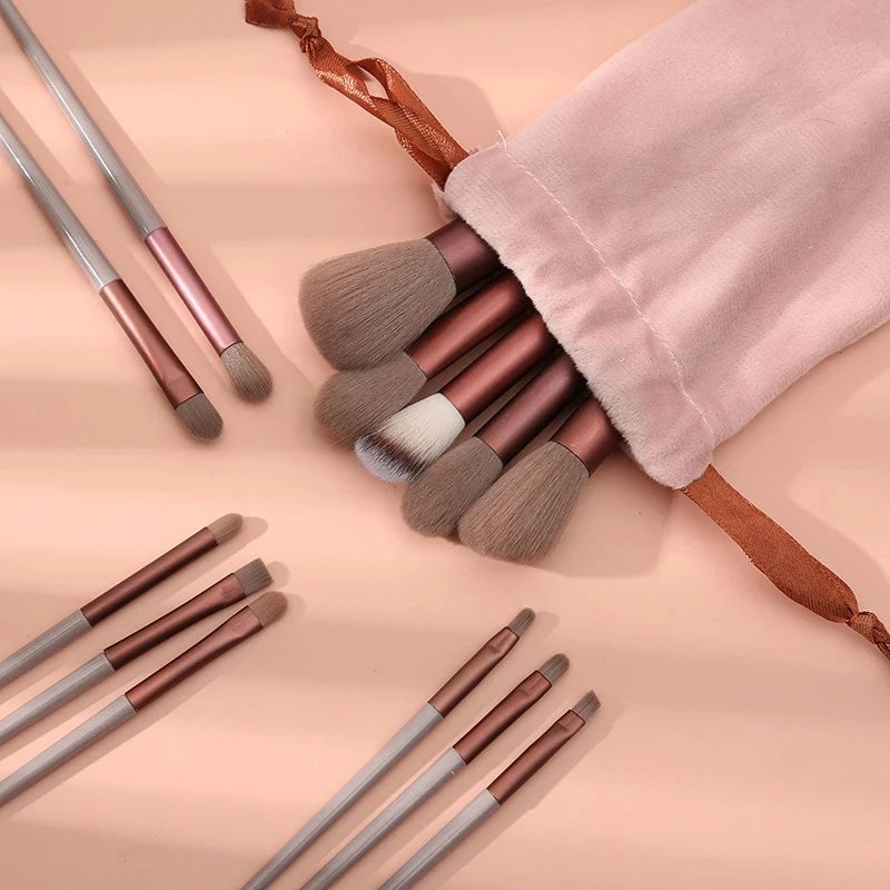 13-Piece Makeup Brush Set with Bag | Foundation & Eyeshadow Makeup Brush Set QXL
