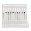 10-Pc Ceramic Nail Drill Bits Set with 20-Hole Display Stand Nail Drill Bit Set QXL Light Grey