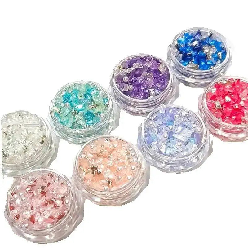 DIY Nail Glitter Crushed Mineral Fillers – Flowing Sand & Beads Nail Art Glitter QXL