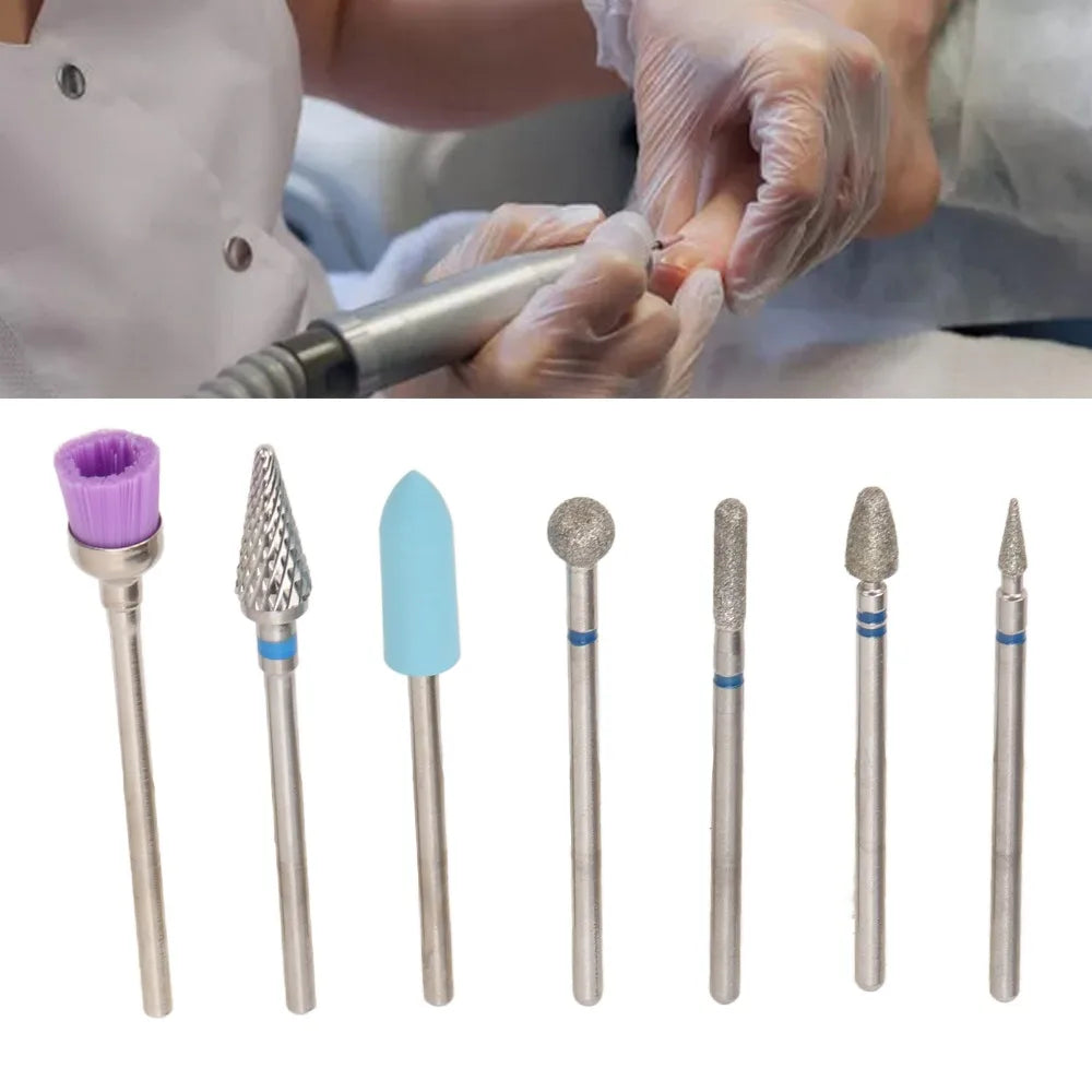 7-Pc Stainless Steel Nail Drill Bit Set | Gel & Acrylic Removal Nail Drill Bit Set QXL