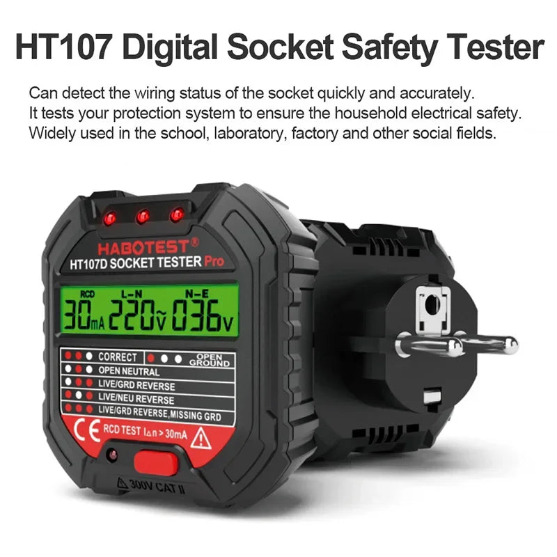 Socket Tester & Outlet Voltage Detector EU US UK | LCD Outlet Socket Tester QXL